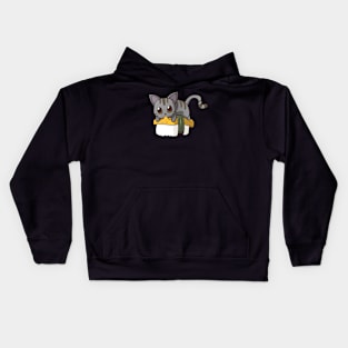 Grey Cat Tamago Sushi Kids Hoodie